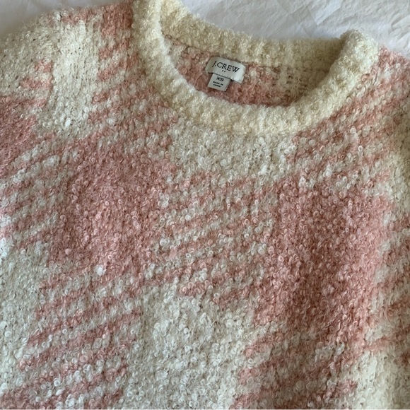 J. Crew Soft Boucle Buffalo Check Plaid Sweater Pink XS - Picture 3 of 4